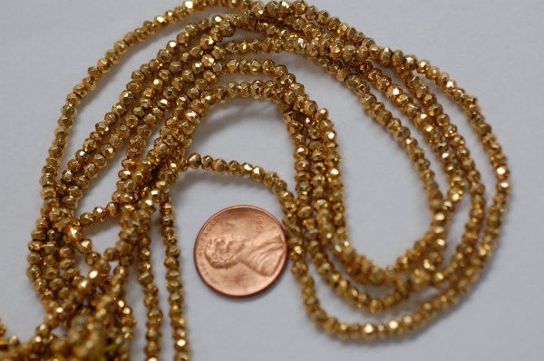 Pyrite Rondelle Yellow Gold Coated