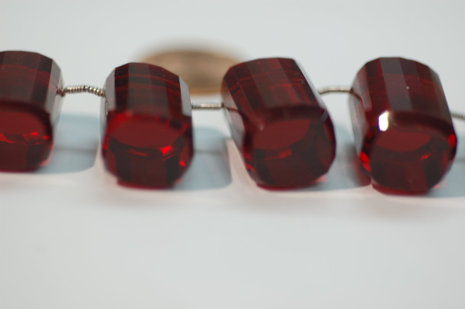 Red Hydro Barell Beads Faceted