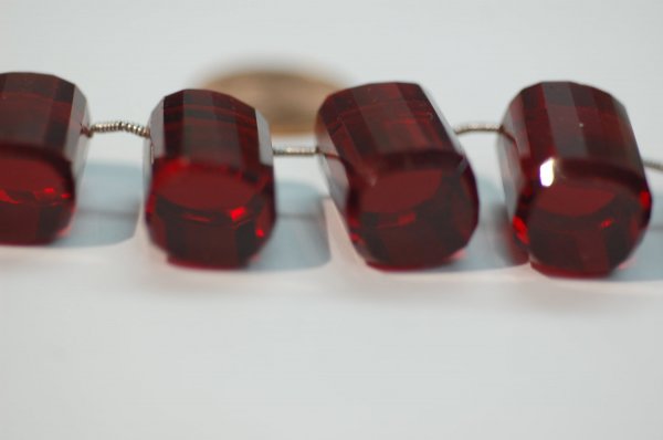 Red Hydro Barell Beads Faceted