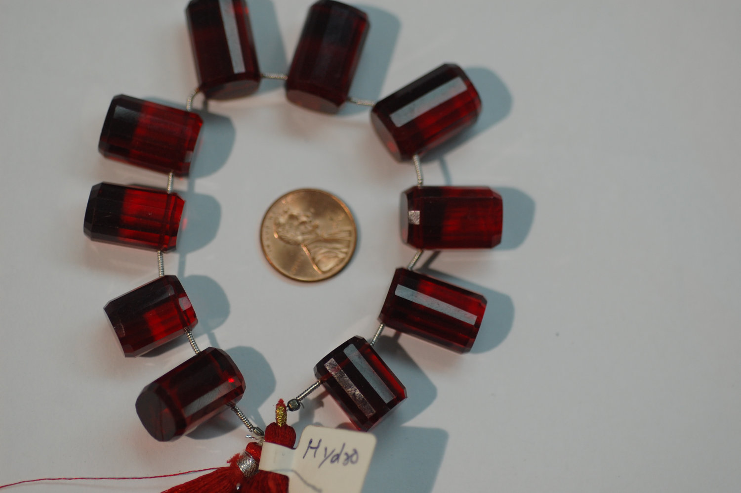 Red Hydro Barell Beads Faceted