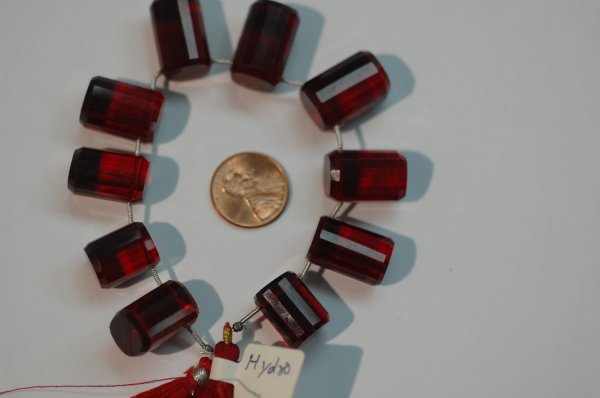 Red Hydro Barell Beads Faceted