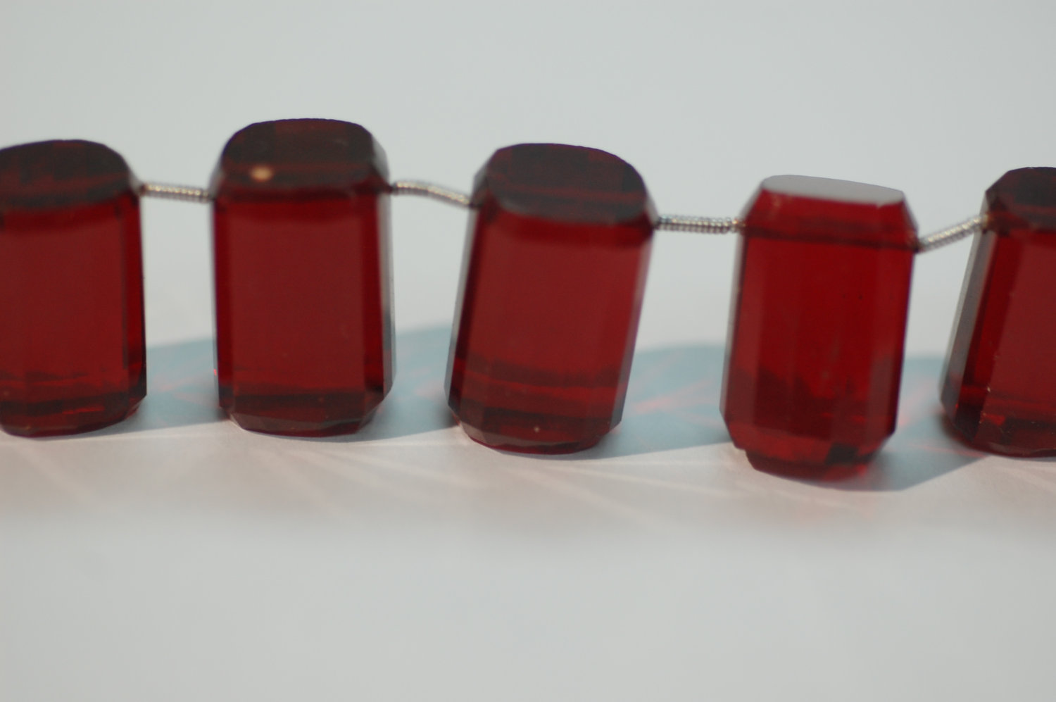 Red Hydro Barell Beads Faceted