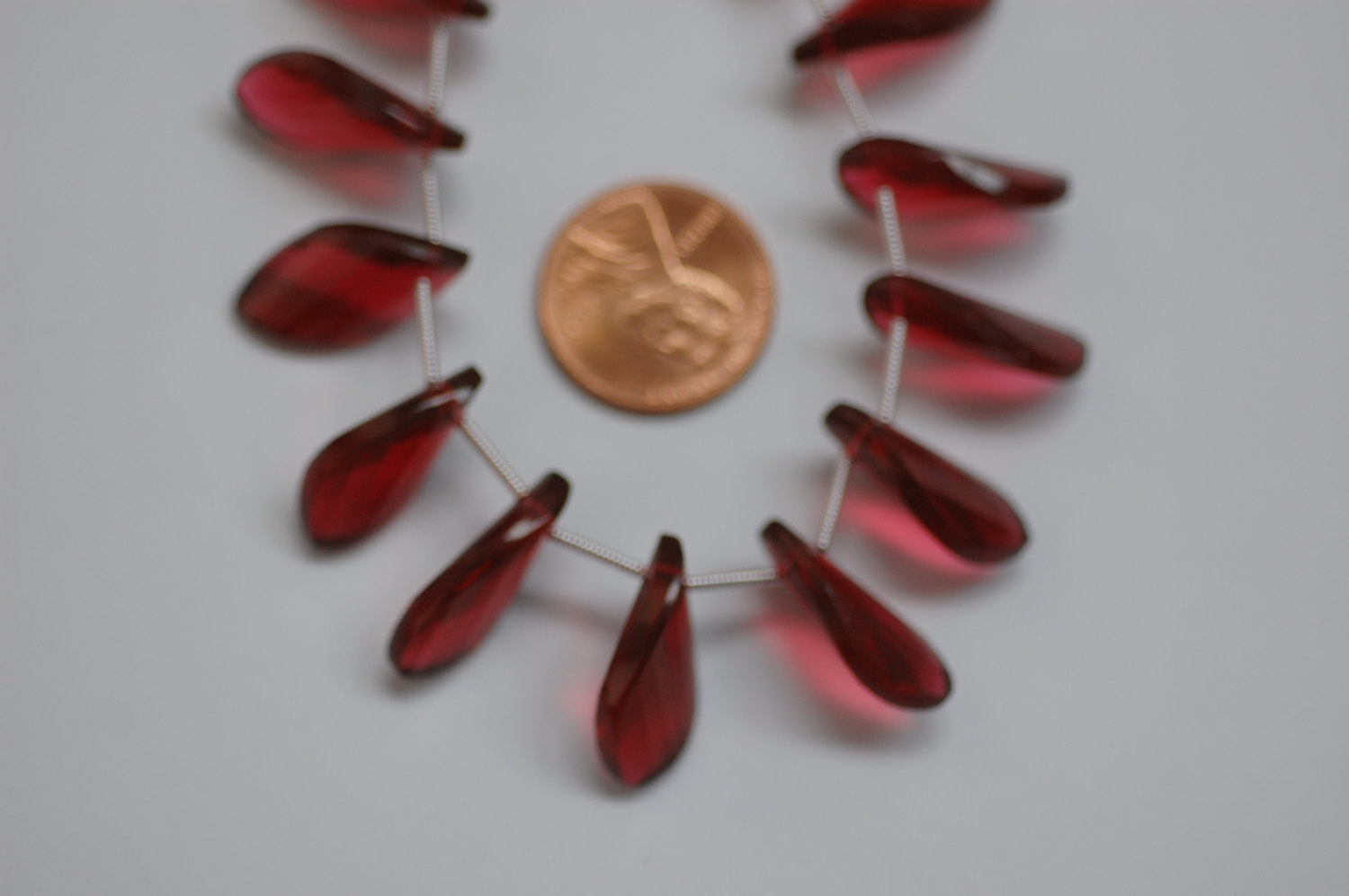 Red Hydro Quartz Twisted Leaf Faceted