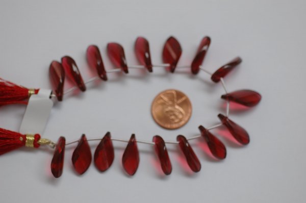 Red Hydro Quartz Twisted Leaf Faceted