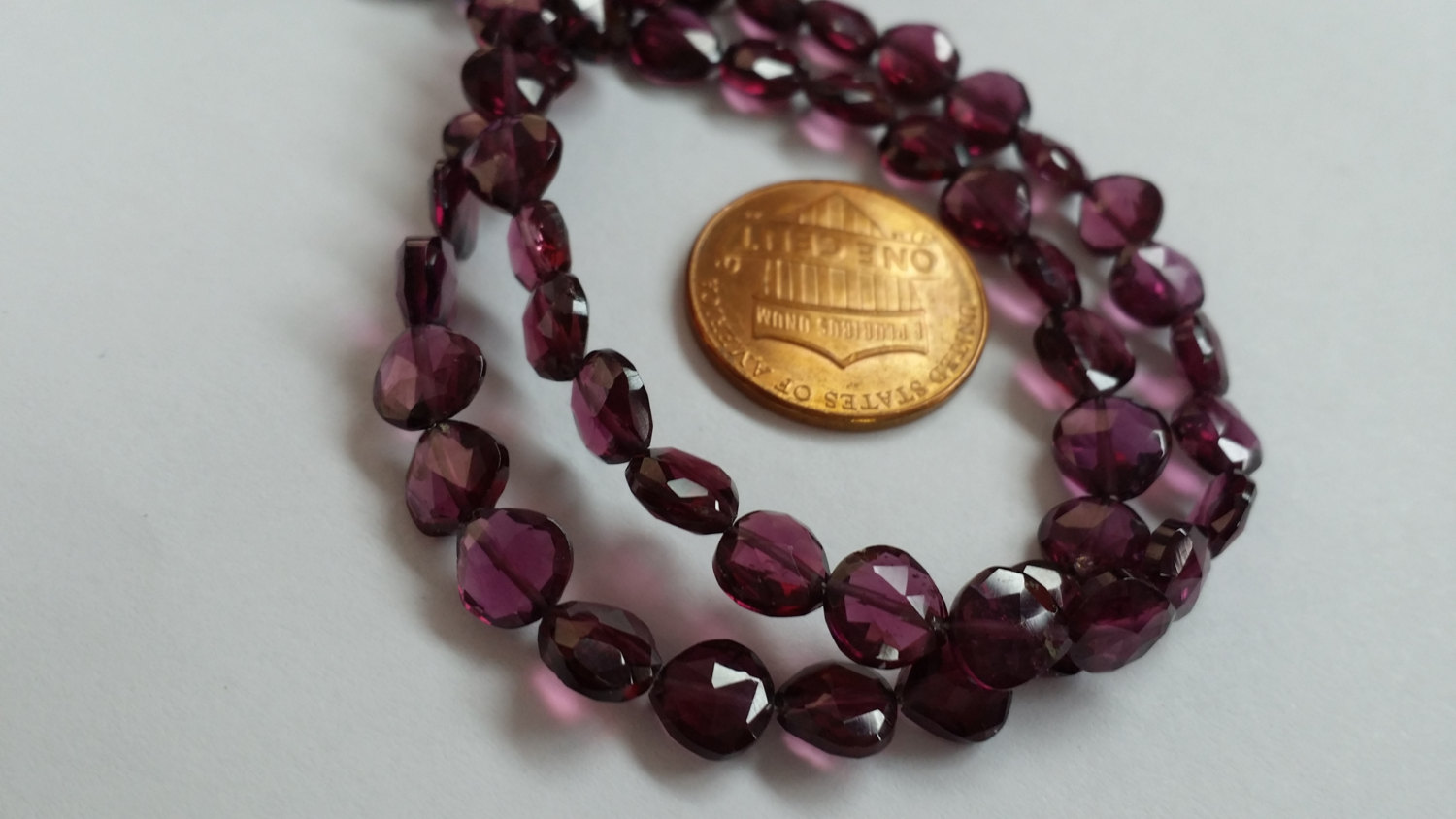 Rhodolite Straight Drilled Hearts Faceted
