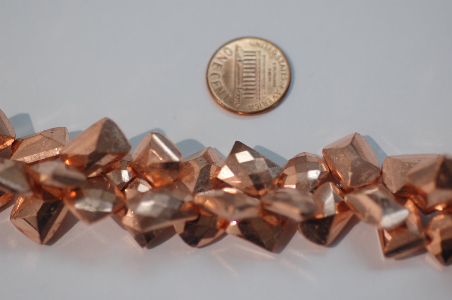 Rose Gold Pyrite Coated Funky Cut Faceted
