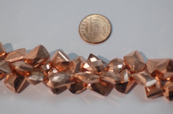 Rose Gold Pyrite Coated Funky Cut Faceted