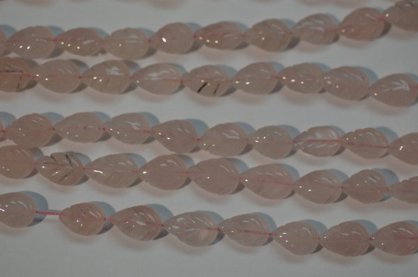 Rose Quartz Straight Drill Hand Carved Leaf Cut Faceted