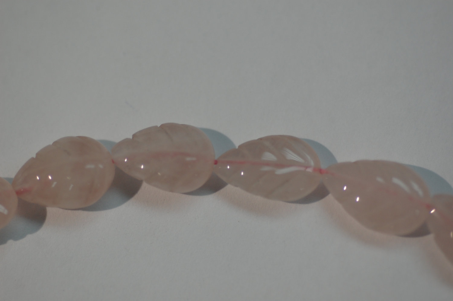 Rose Quartz Straight Drill Hand Carved Leaf Cut Faceted