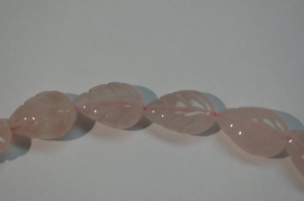 Rose Quartz Straight Drill Hand Carved Leaf Cut Faceted