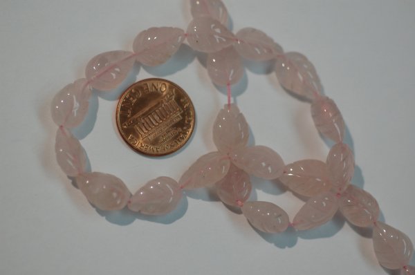 Rose Quartz Straight Drill Hand Carved Leaf Cut Faceted