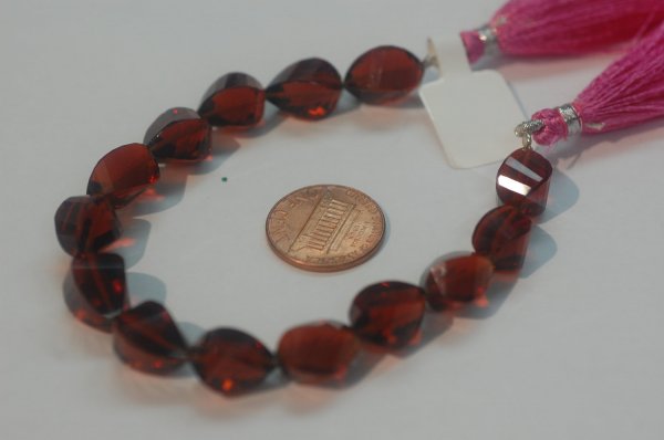 Rubilite Hydro Quartz Twisted Drop Faceted
