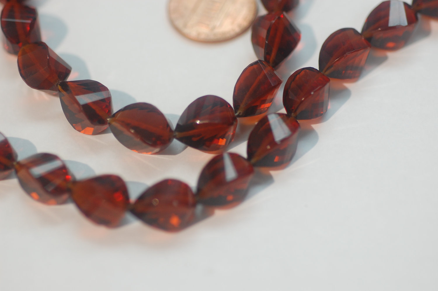 Rubilite Hydro Quartz Twisted Drop Faceted
