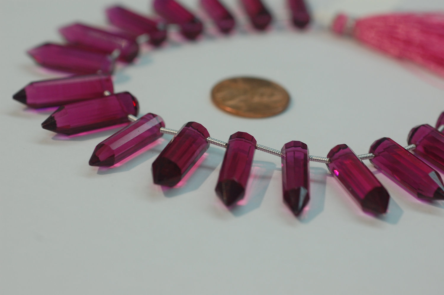 Rubilite Hydro Quartz Pencil Cut Faceted