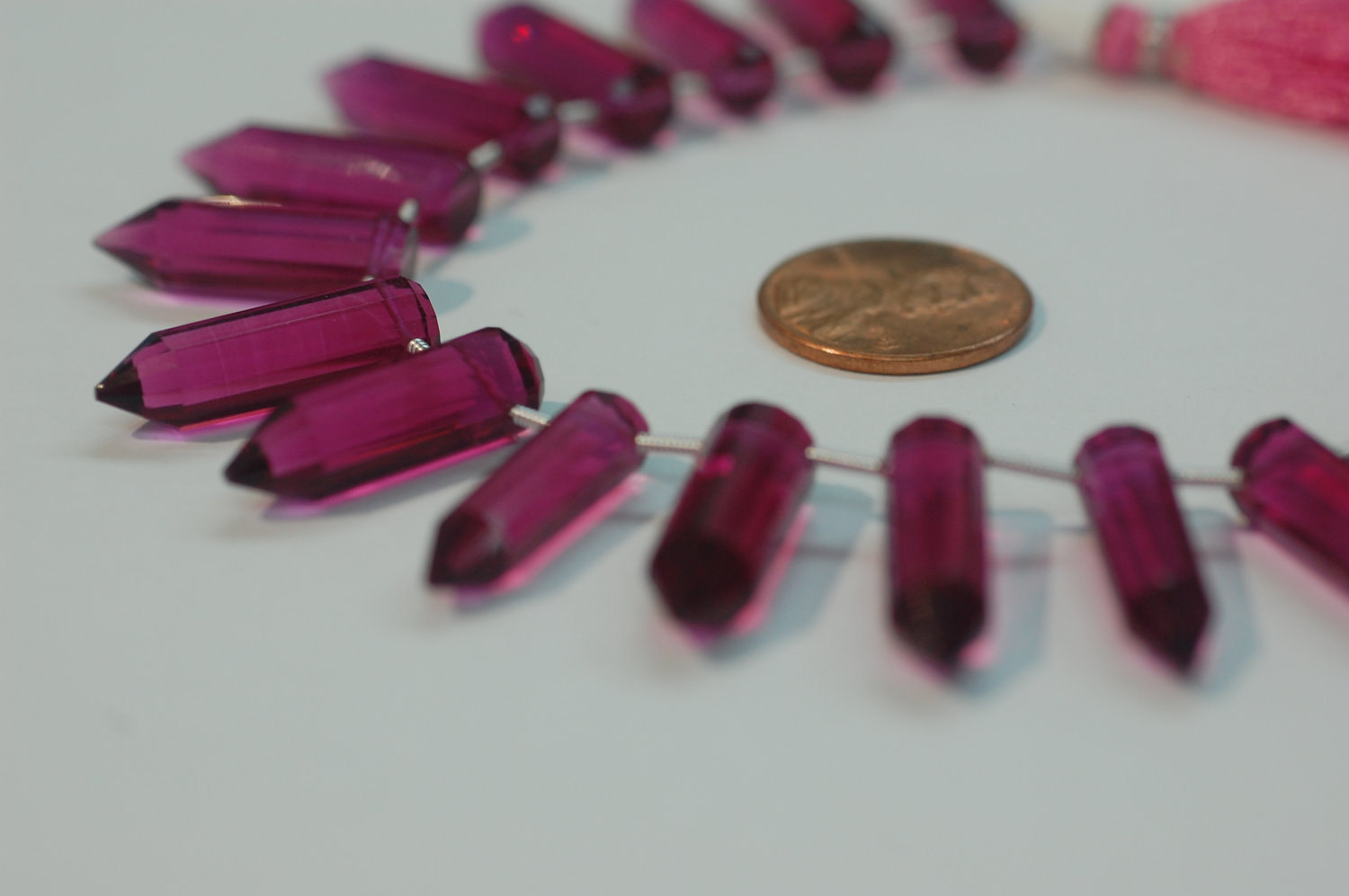 Rubilite Hydro Quartz Pencil Cut Faceted