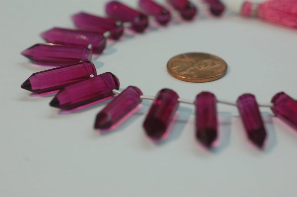Rubilite Hydro Quartz Pencil Cut Faceted