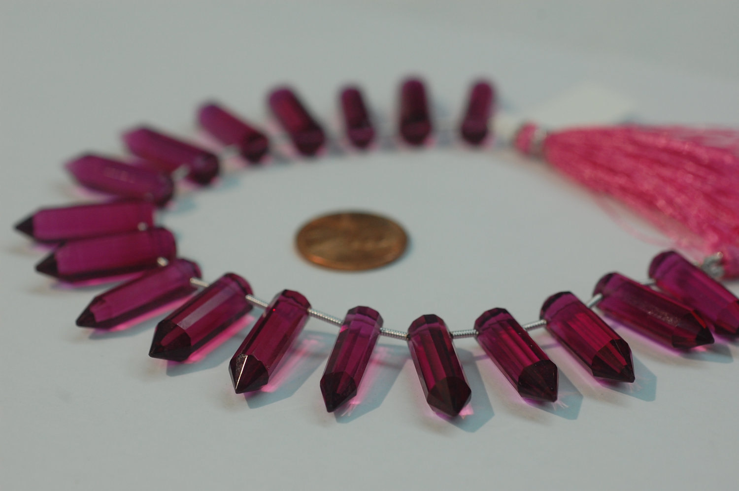 Rubilite Hydro Quartz Pencil Cut Faceted