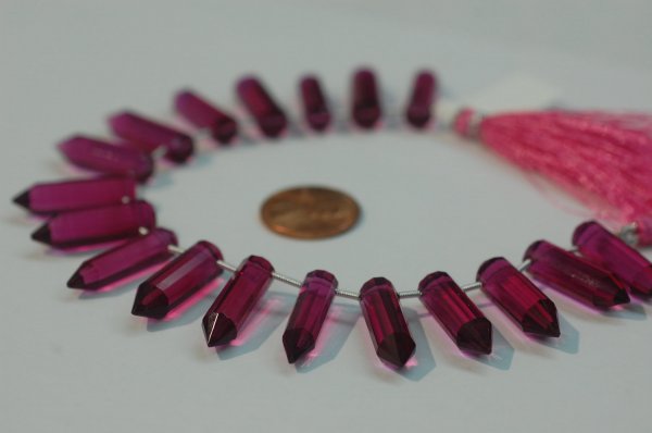 Rubilite Hydro Quartz Pencil Cut Faceted