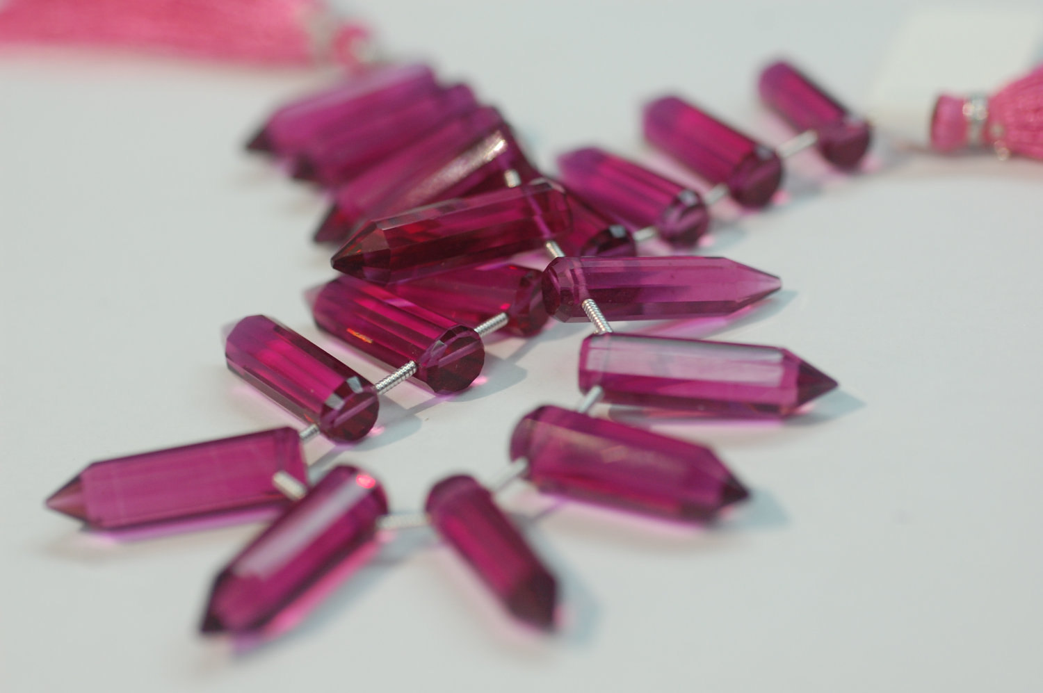 Rubilite Hydro Quartz Pencil Cut Faceted