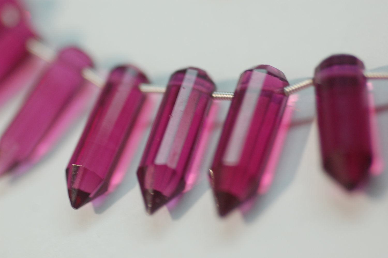 Rubilite Hydro Quartz Pencil Cut Faceted
