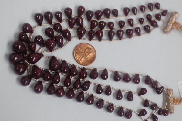 Ruby Drops Smooth 3 Strands Necklaces
