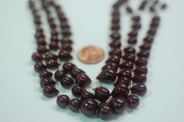 Ruby Drops Smooth 3 Strands Necklaces