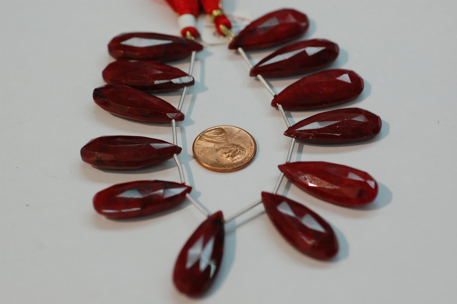 Ruby Long Pear Faceted