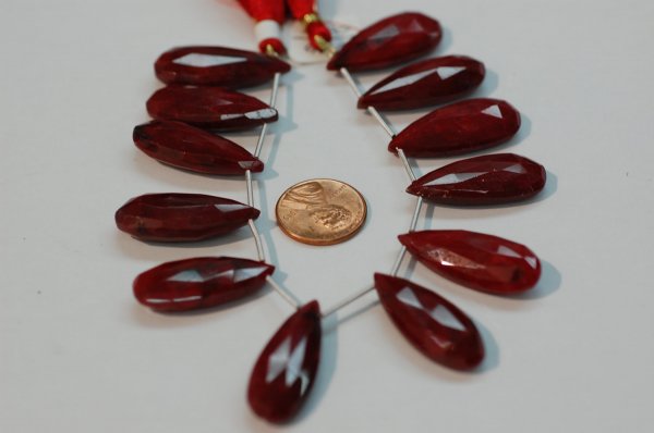Ruby Long Pear Faceted