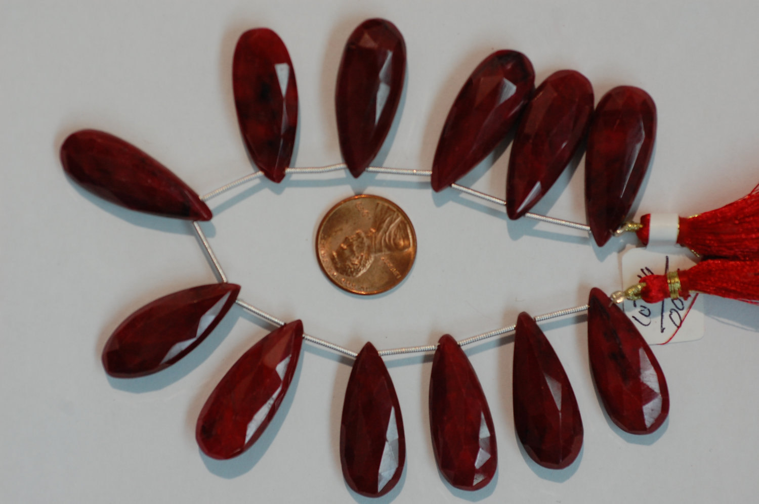 Ruby Long Pear Faceted