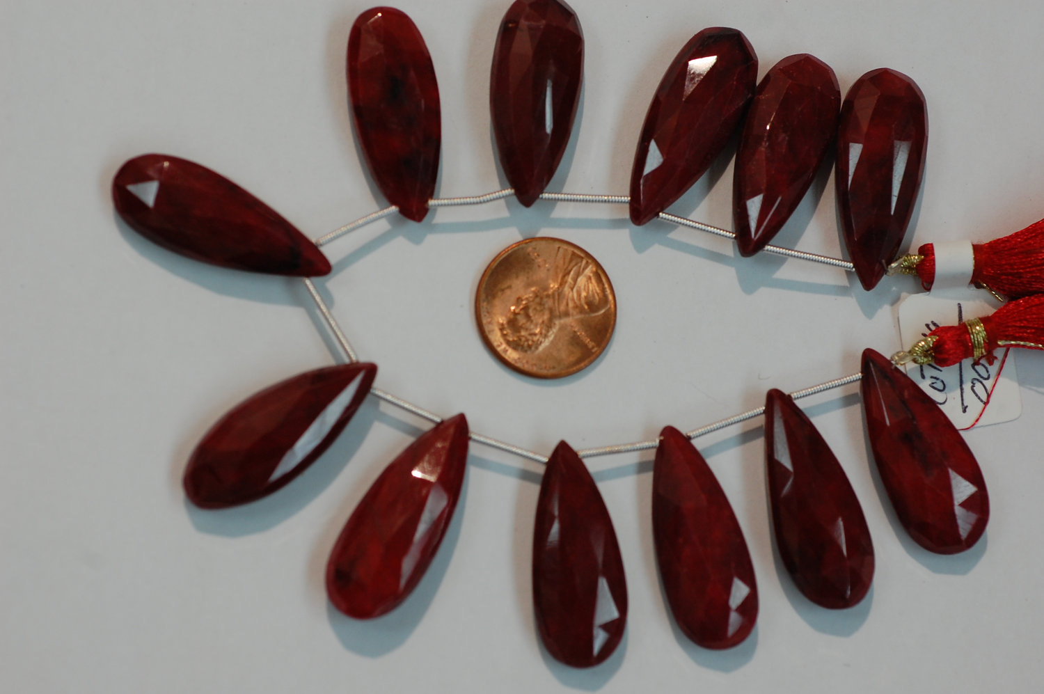 Ruby Long Pear Faceted