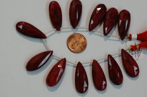 Ruby Long Pear Faceted