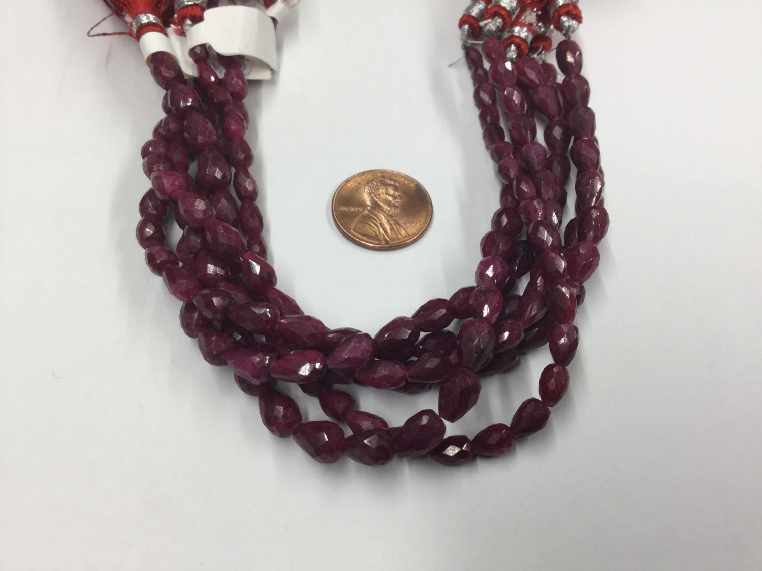 Ruby Straight Drill Drops Faceted