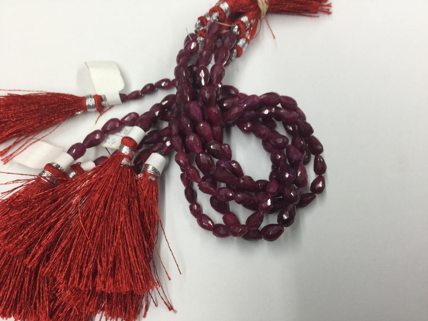 Ruby Straight Drill Drops Faceted
