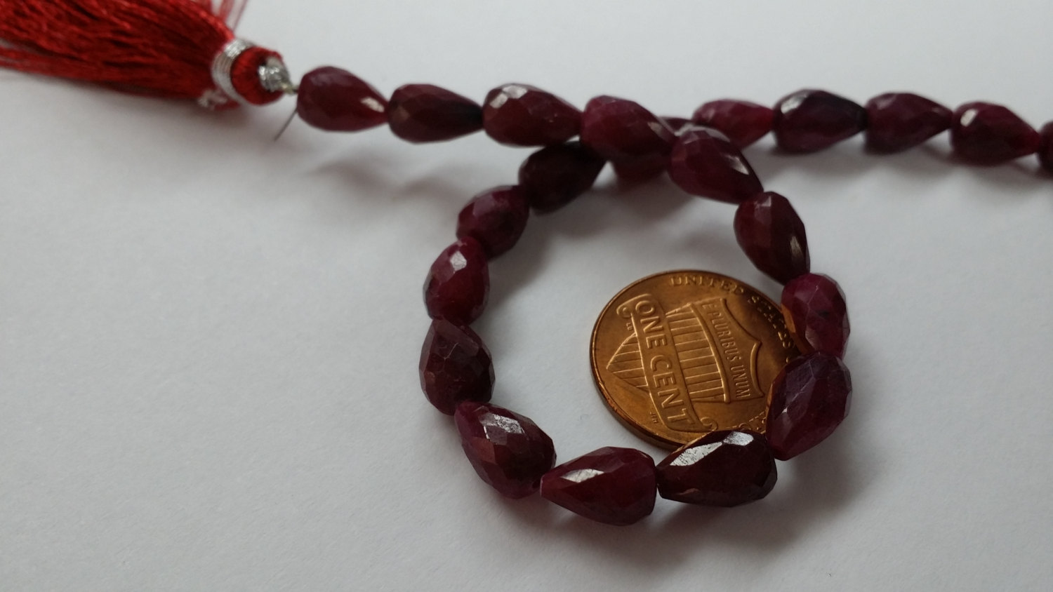 Ruby Straight Drill Drops Faceted