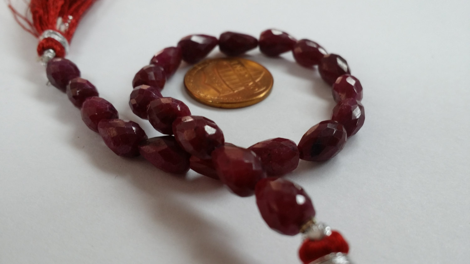 Ruby Straight Drill Drops Faceted