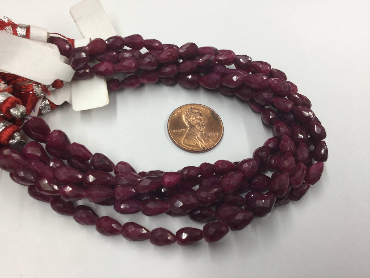 Ruby Straight Drill Drops Faceted