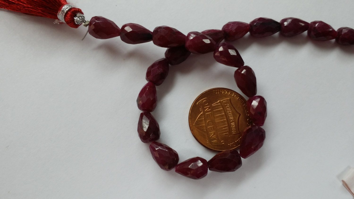 Ruby Straight Drill Drops Faceted