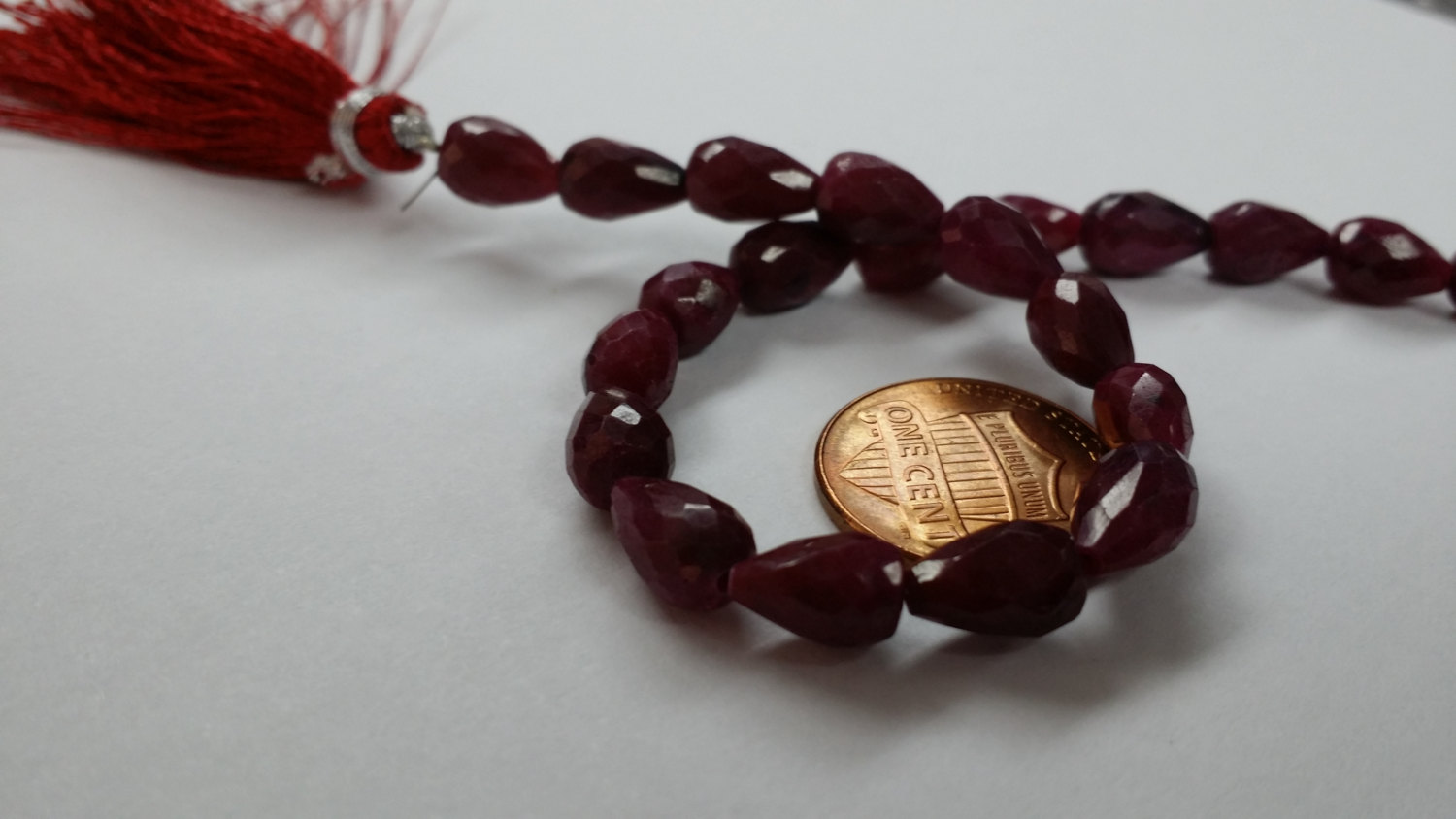 Ruby Straight Drill Drops Faceted