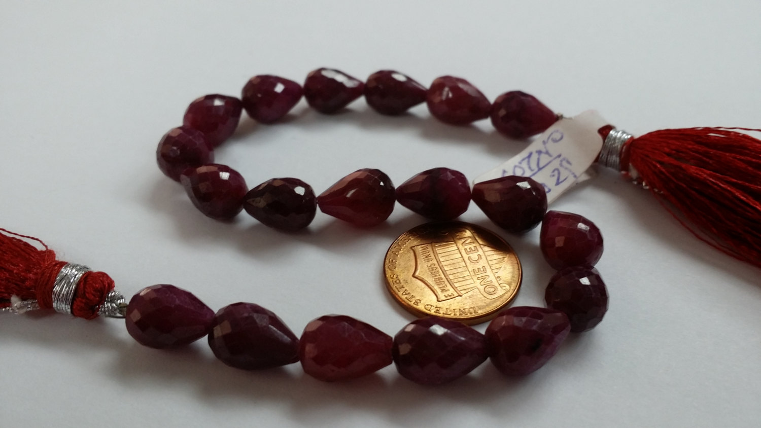 Ruby Straight Drill Drops Faceted