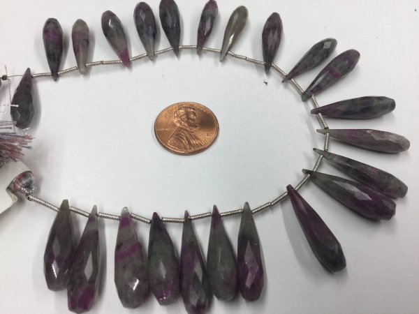 Ruby Zosite Drops Faceted