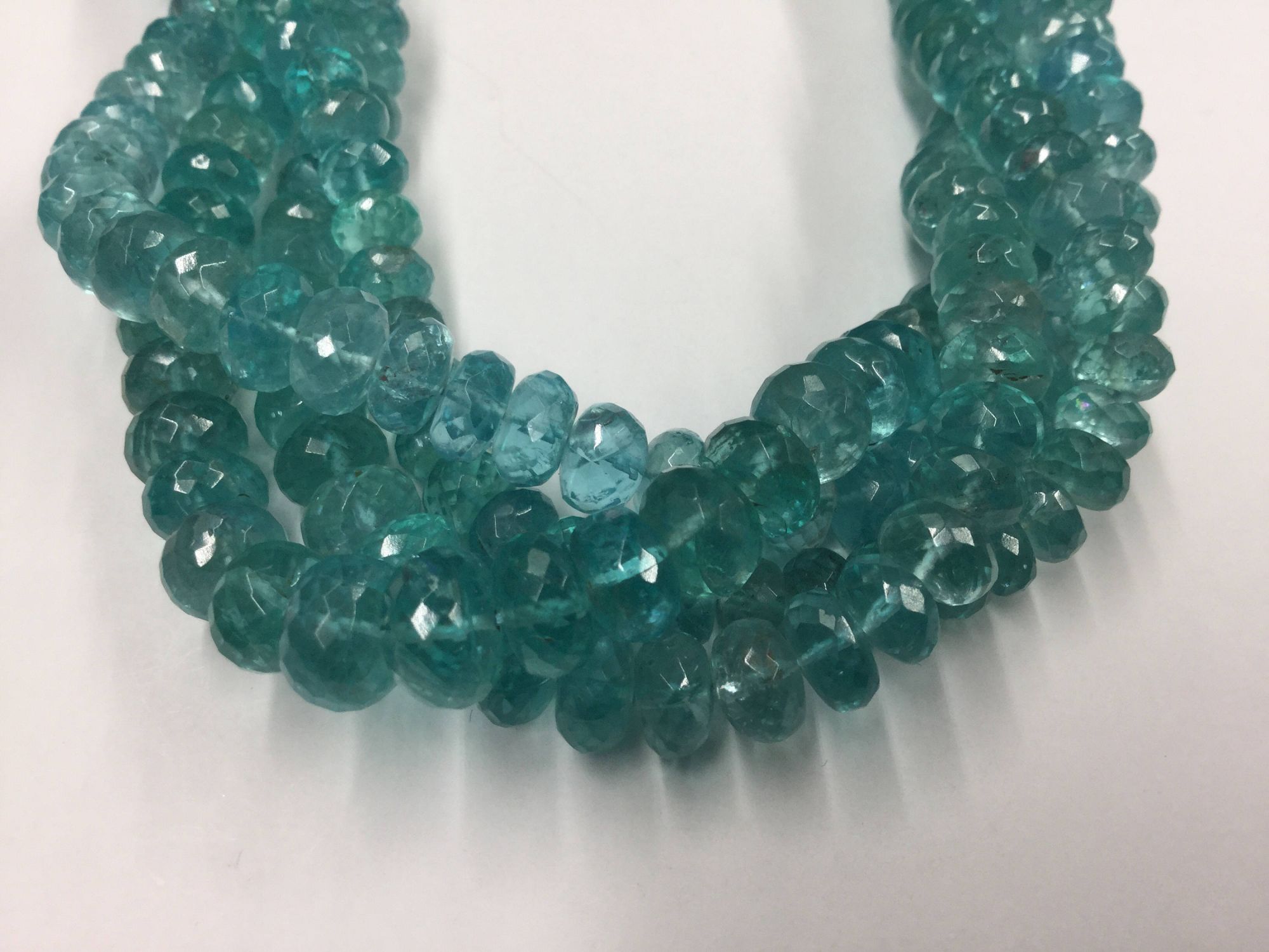 Sea-Green Apatite Rondelles Faceted
