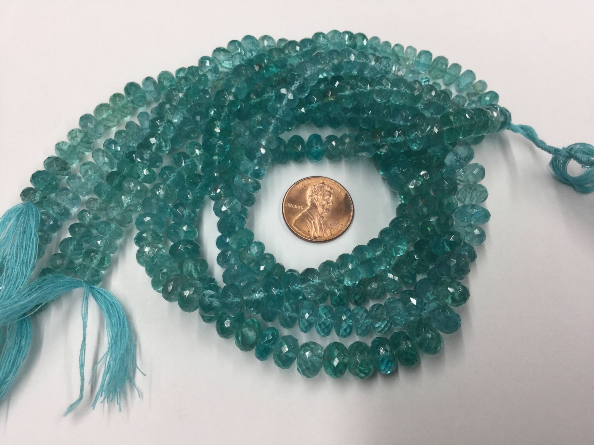 Sea-Green Apatite Rondelles Faceted