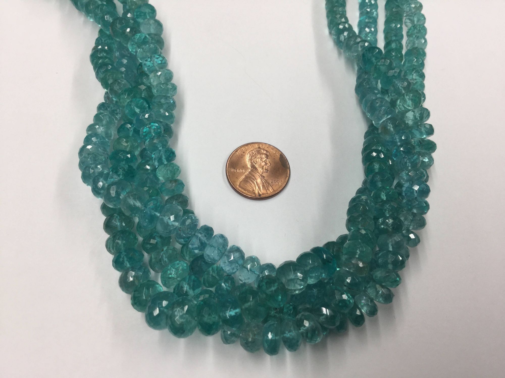 Sea-Green Apatite Rondelles Faceted