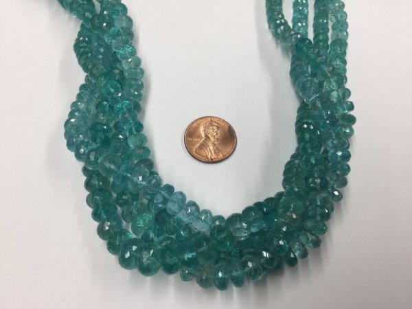 Sea-Green Apatite Rondelles Faceted