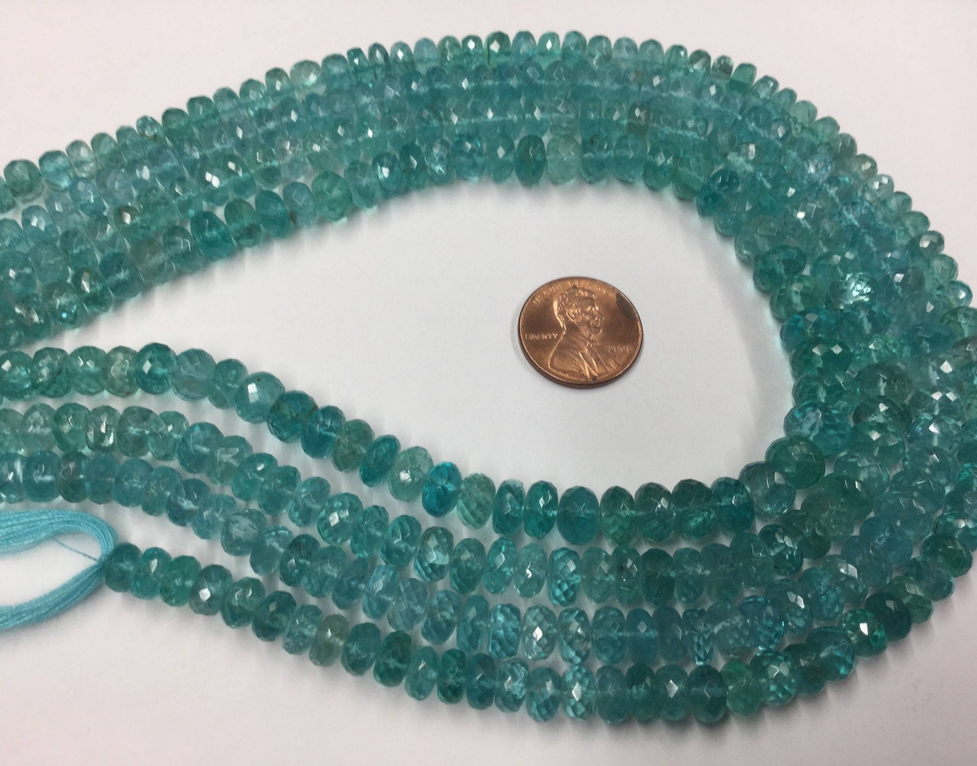 Sea-Green Apatite Rondelles Faceted