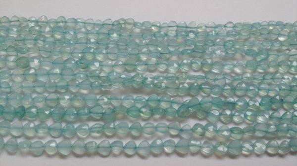 Chalcedony  Straight Drilled Hearts Faceted
