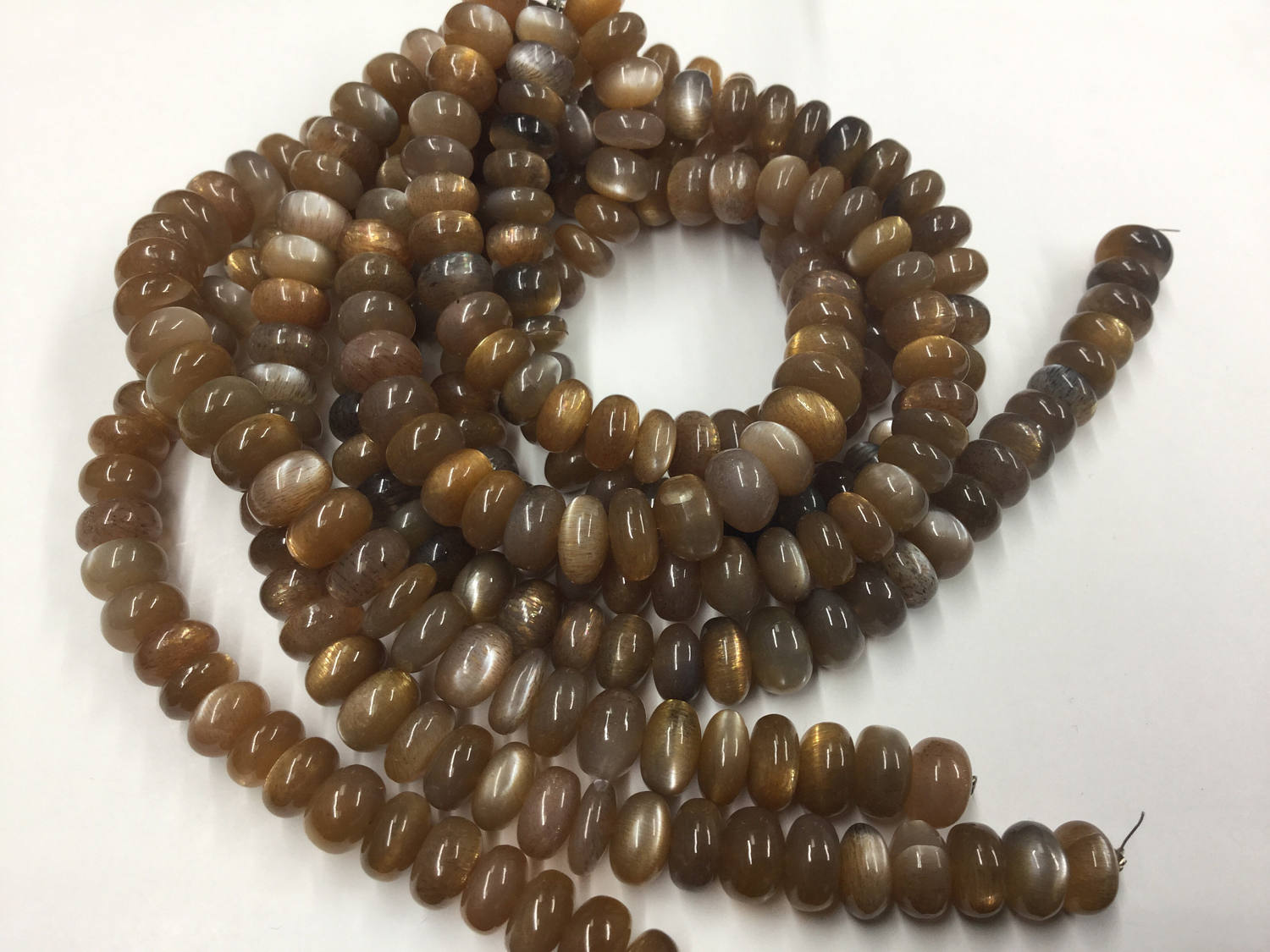 Shaded Chocolate Moonstone Rondelles Smooth
