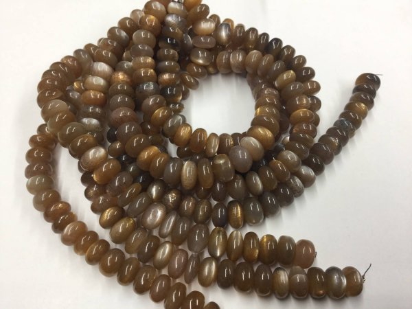 Shaded Chocolate Moonstone Rondelles Smooth