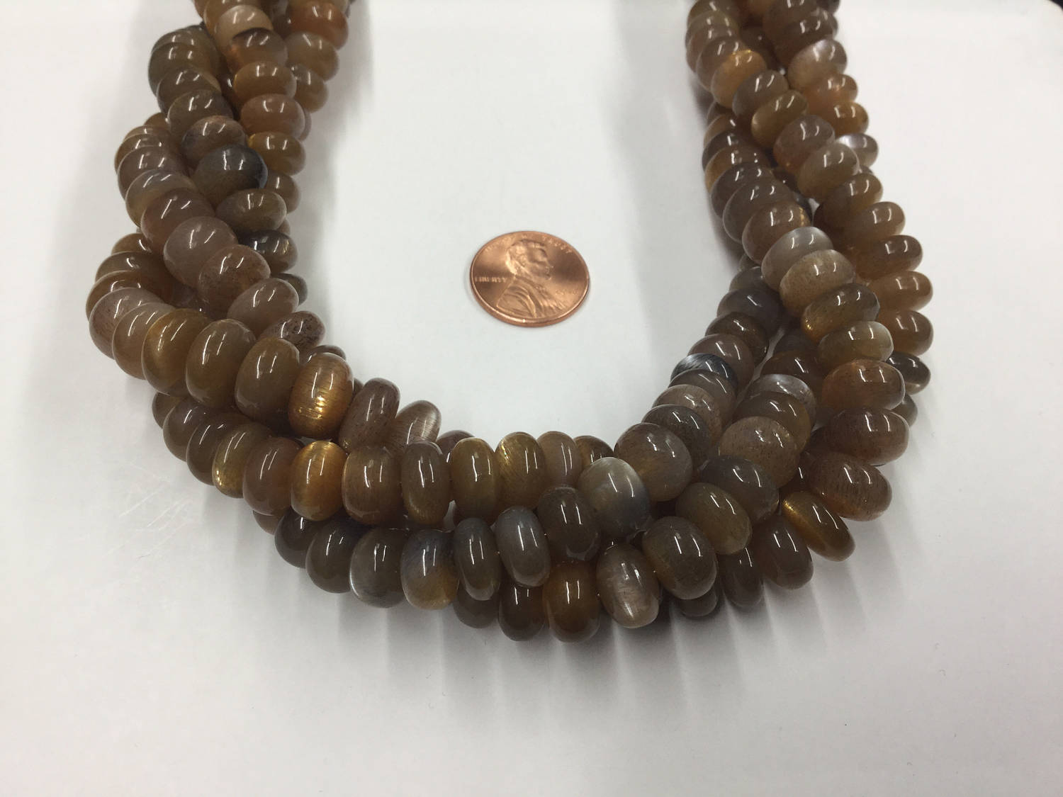 Shaded Chocolate Moonstone Rondelles Smooth