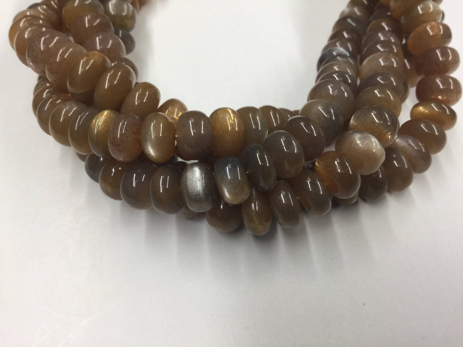 Shaded Chocolate Moonstone Rondelles Smooth